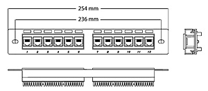 Чертеж патч-панели Cabeus 10 дюймов