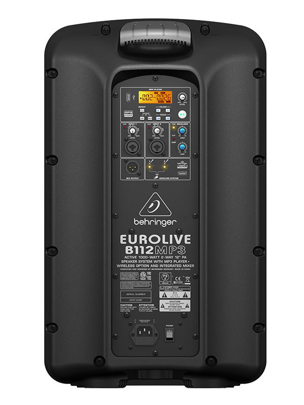 Wireless Option and Integrated Mixer Behringer Eurolive B112MP3 Active 2-Way 12 PA Speaker System with MP3 Player 