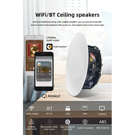 Активная встраиваемая акустика Bluetooth и Wi-Fi встраиваемые активные ...