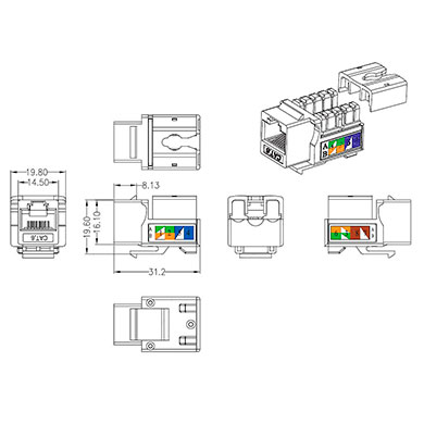 Cabeus KJ-RJ45-Cat.6-90 Вставка Keystone Jack RJ-45, категория 6.